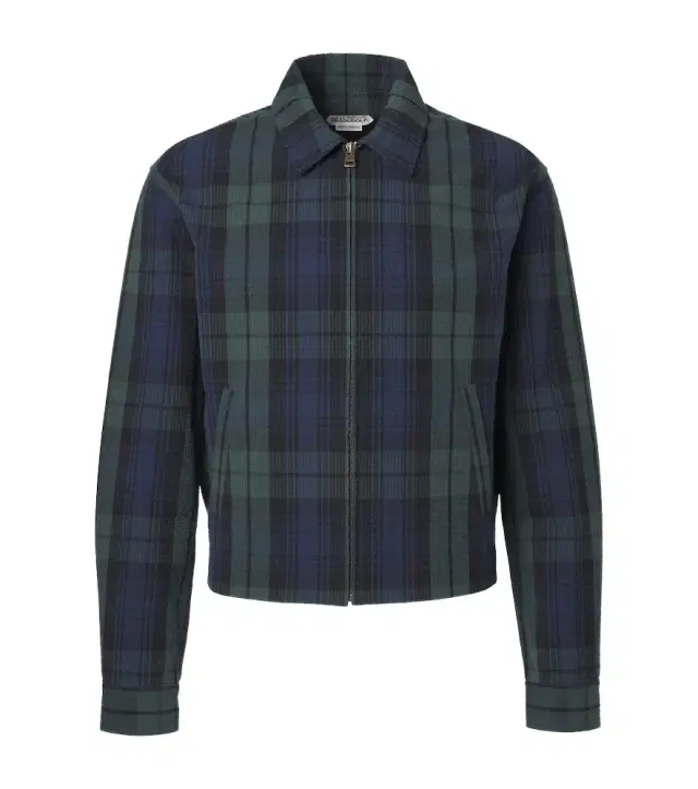 Checked cotton seersucker blouson jacket
