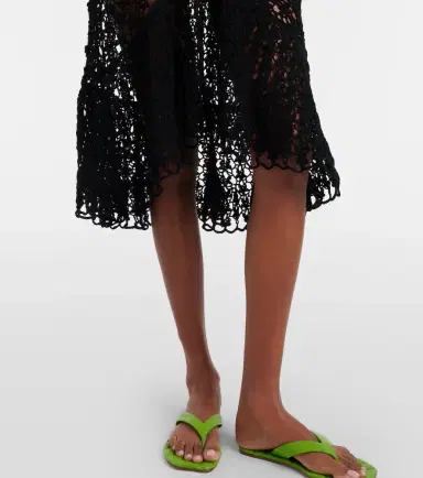 JW Anderson Ruffled crochet cotton midi dress | Thumbnail 2