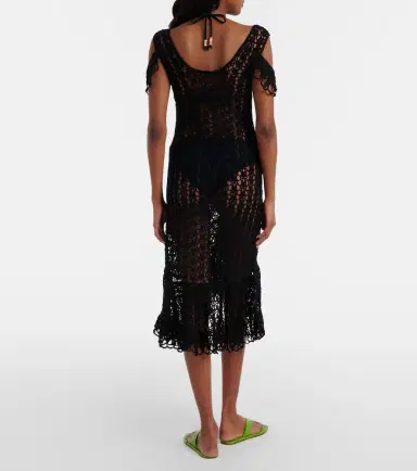 JW Anderson Ruffled crochet cotton midi dress | Thumbnail 3
