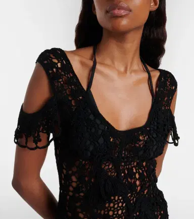 JW Anderson Ruffled crochet cotton midi dress | Thumbnail 4
