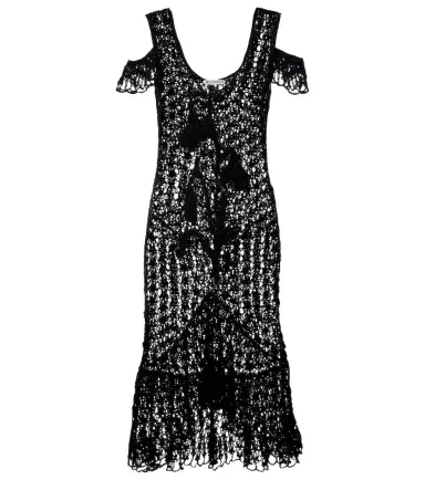 JW Anderson Ruffled crochet cotton midi dress | Thumbnail 1