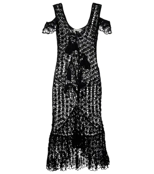 JW Anderson Ruffled crochet cotton midi dress
