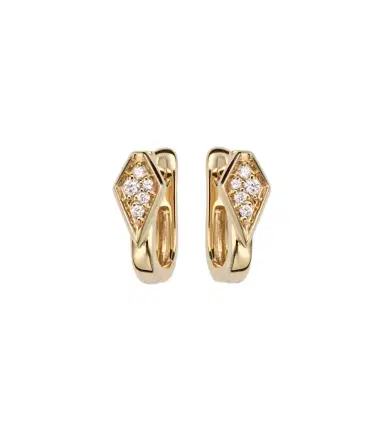 STONE AND STRAND Knife Edge Kite 14kt gold huggie earrings with diamonds | Thumbnail 1