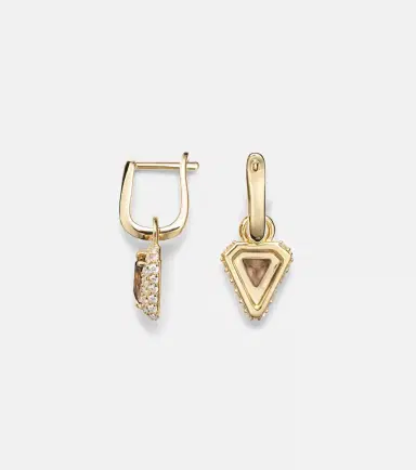 STONE AND STRAND Power 14kt gold huggie earrings with diamonds and garnet | Thumbnail 2