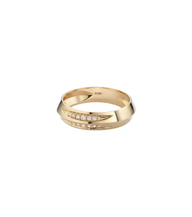 Stone and Strand Knife Edge 14kt gold ring with diamonds