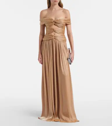 Costarellos Cutout Lurex georgette gown | Thumbnail 3