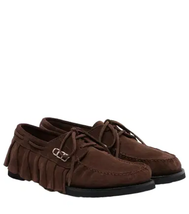 JW Anderson Ruffled suede boat shoes | Thumbnail 1
