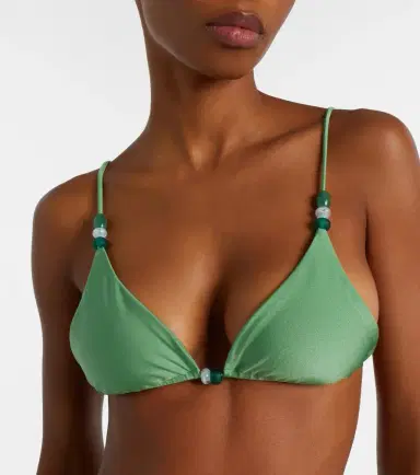 Jade Swim Via beaded triangle bikini top | Thumbnail 3