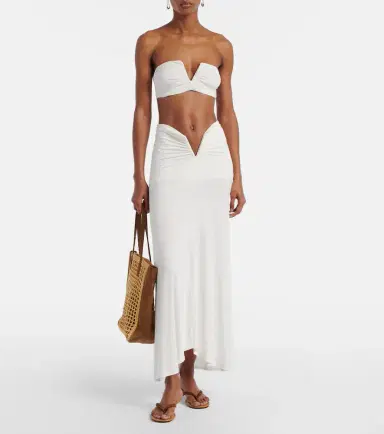 JADE SWIM Skyla ruched jersey maxi skirt | Thumbnail 4