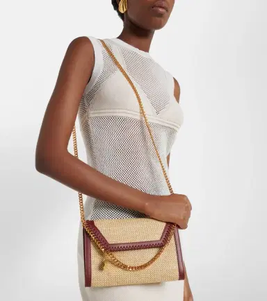 Stella McCartney Falabella raffia-effect wallet on chain | Thumbnail 6