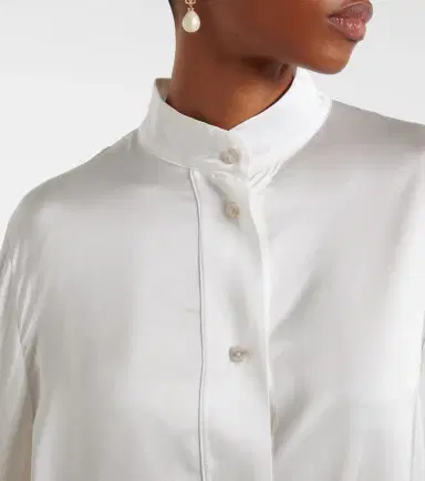 Oséree Oséree Bridal feather-trimmed satin shirt | Thumbnail 5