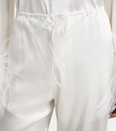Oséree Oséree Bridal feather-trimmed satin wide-leg pants | Thumbnail 3