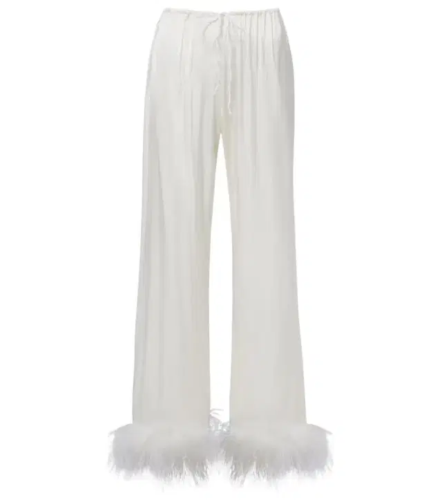 Oséree Bridal feather-trimmed satin wide-leg pants