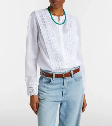 Veronica Beard Clermont broderie anglaise cotton-blend shirt | Thumbnail 3
