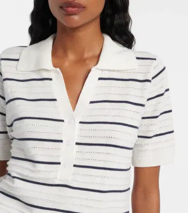 Varley Wren striped cotton-blend polo shirt | Thumbnail 3