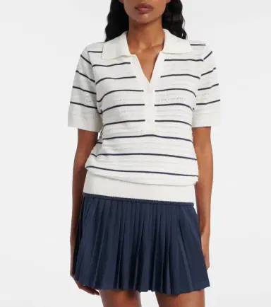 Varley Wren striped cotton-blend polo shirt | Thumbnail 4