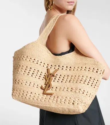 Saint Laurent Icare Medium crochet raffia tote bag | Thumbnail 5