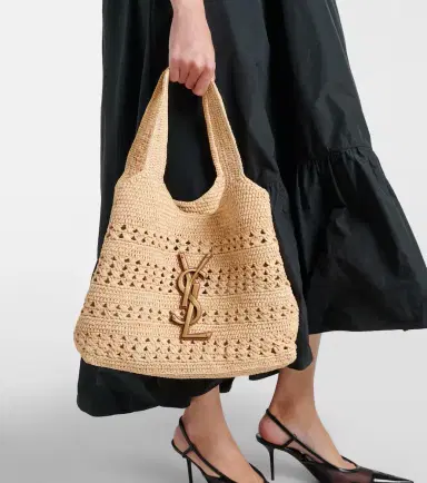 Saint Laurent Icare Medium crochet raffia tote bag | Thumbnail 7