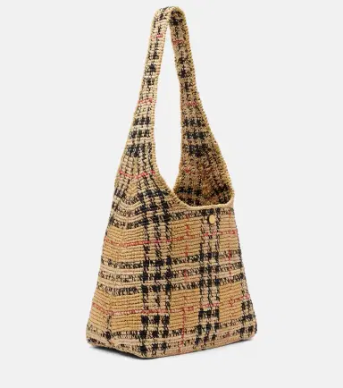 Burberry Check Medium raffia tote bag | Thumbnail 2