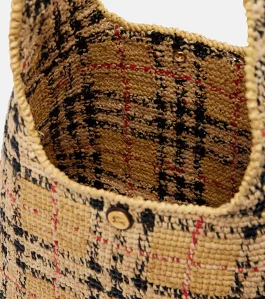 Burberry Check Medium raffia tote bag | Thumbnail 3