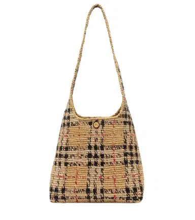 Burberry Check Medium raffia tote bag | Thumbnail 1