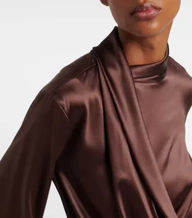 Brunello Cucinelli Draped silk-blend satin blouse | Thumbnail 5