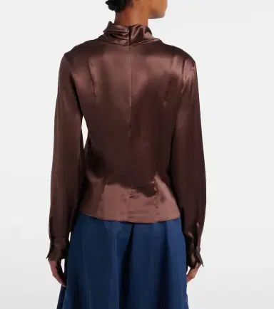 Brunello Cucinelli Draped silk-blend satin blouse | Thumbnail 6