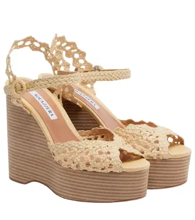 Aquazzura Bossa Nova raffia wedge sandals | Thumbnail 1