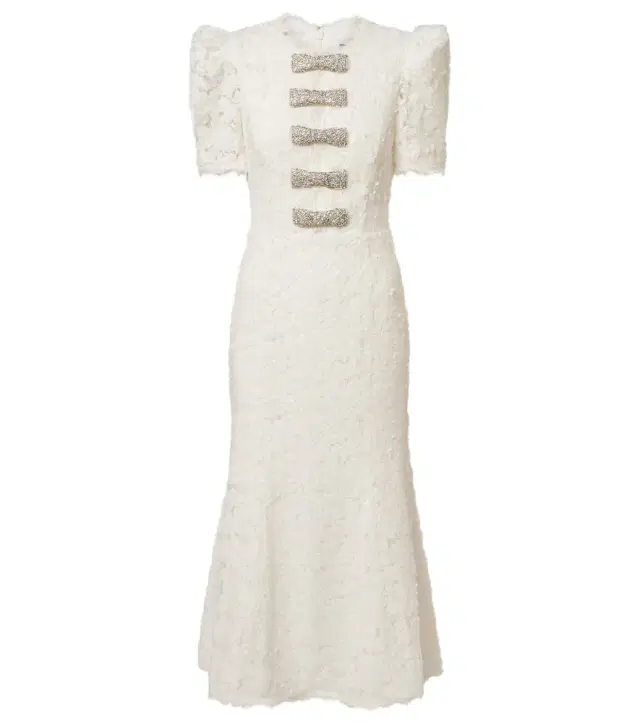 Bridal Dillon embellished lace midi dress
