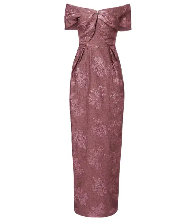 Levinia off-shoulder brocade gown