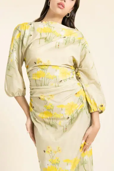 BERNADETTE Ezra Dress - Yellow Chamomille Sand | Thumbnail 3
