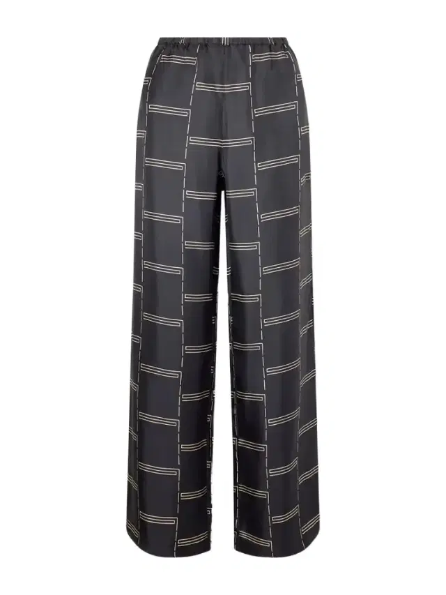 Printed Silk-twill Straight-leg Pants