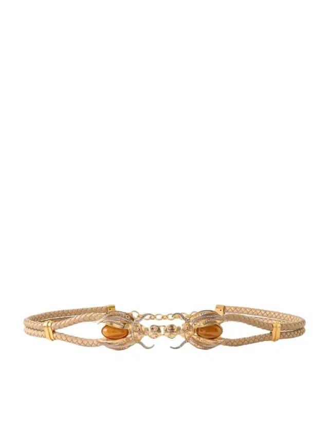 Sonia Petroff carab Gold-tone, Woven Leather And Amber Belt
