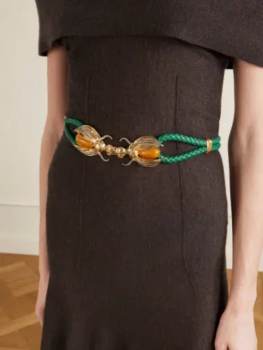 Sonia Petroff Scarab Gold-tone And Woven Leather Belt | Thumbnail 2