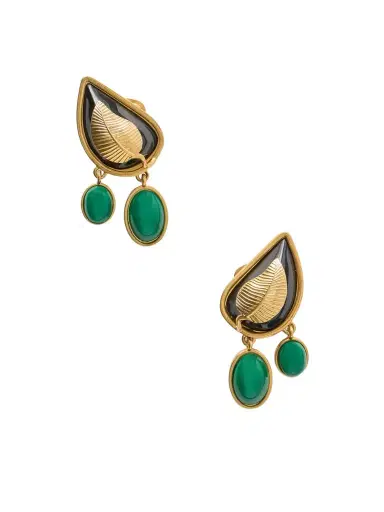 Sonia Petroff Leaf Enamel Gold-plated Earrings | Thumbnail 1