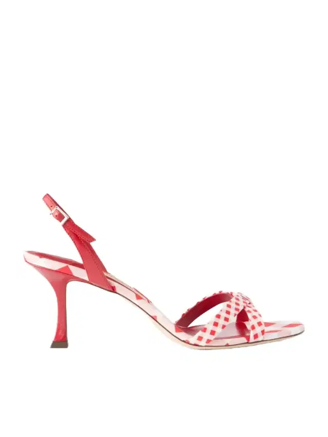 Jimmy Choo Elsy 70 Leather-trimmed Twill Slingback Sandals