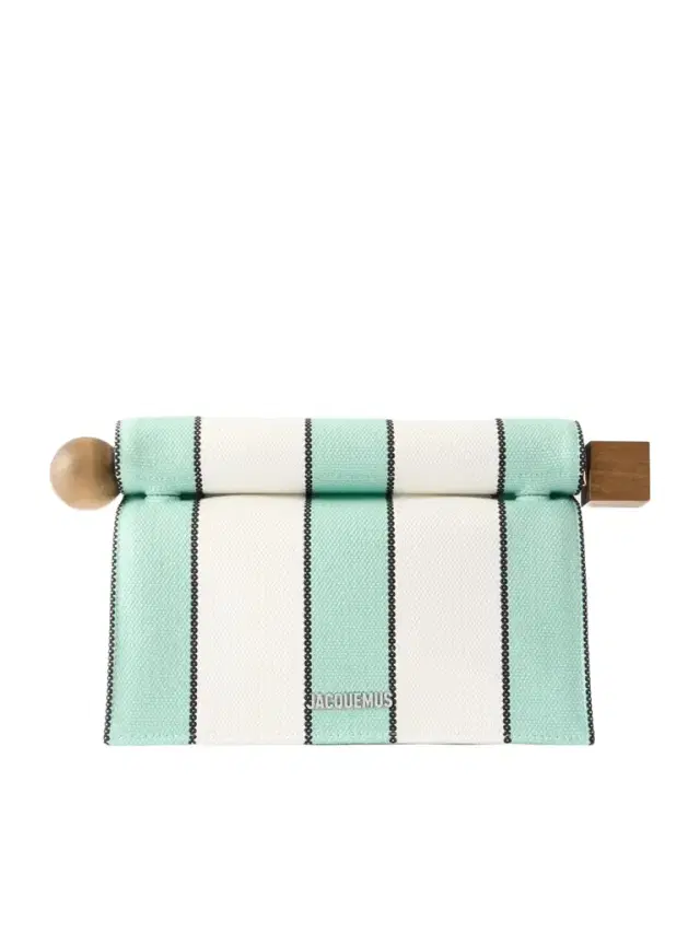 Jacquemus La Plage Leather-trimmed Striped Cotton Clutch