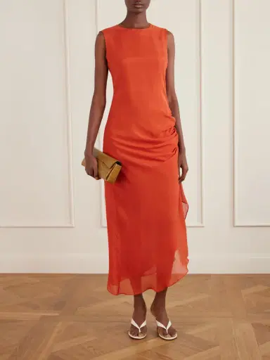 LIBEROWE Enya Gathered Silk-chiffon Midi Dress | Thumbnail 2 LIBEROWE Enya Gathered Silk-chiffon Midi Dress | Thumbnail 2