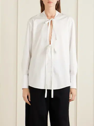 Maison Margiela Tie-detailed Cotton Blouse | Thumbnail 3