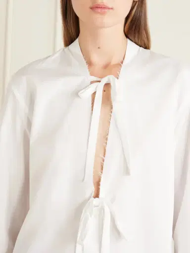 Maison Margiela Tie-detailed Cotton Blouse | Thumbnail 5