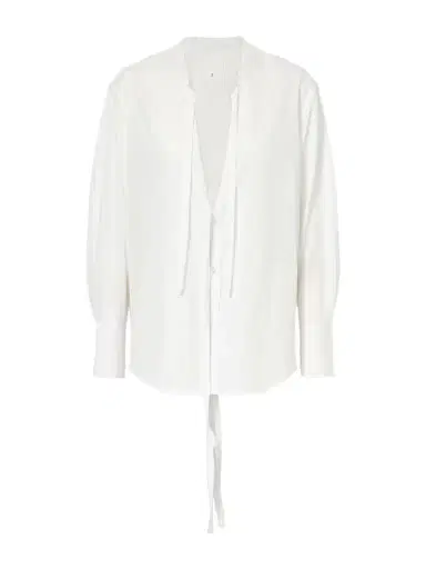 Maison Margiela Tie-detailed Cotton Blouse | Thumbnail 1
