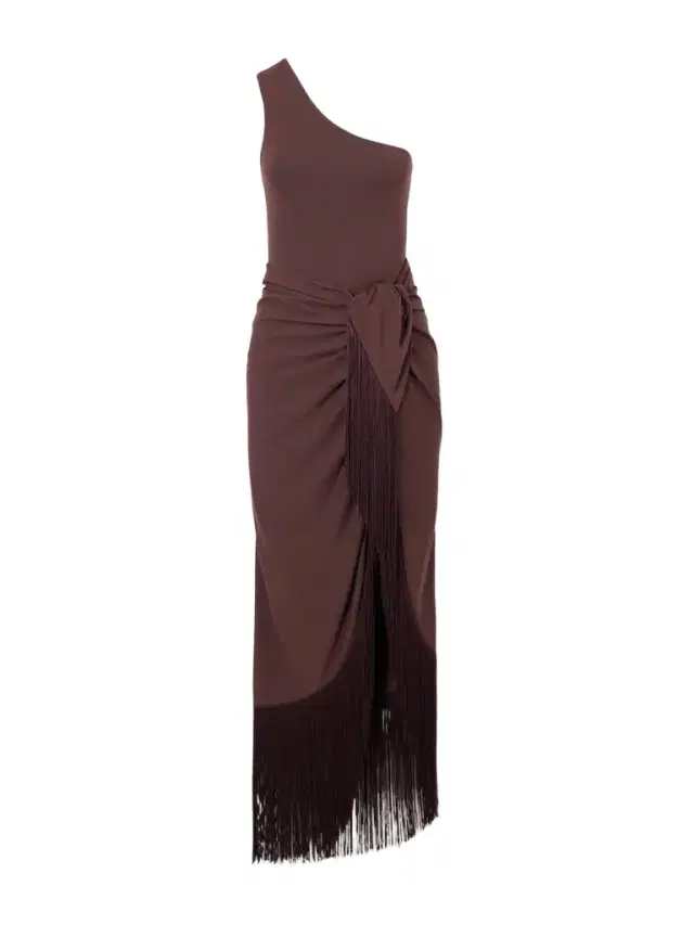 Rhodes One-shoulder Swimsuit And Fringed Pareo Set