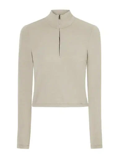 James Perse Cropped Cotton-blend Half-zip Top | Thumbnail 1