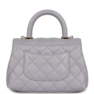 Chanel Chanel Micro Coco Top Handle Flap Light Purple Shiny Caviar Light Gold Hardware | Thumbnail 4 Chanel Chanel Micro Coco Top Handle Flap Light Purple Shiny Caviar Light Gold Hardware | Thumbnail 4