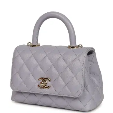 Chanel Chanel Micro Coco Top Handle Flap Light Purple Shiny Caviar Light Gold Hardware | Thumbnail 5 Chanel Chanel Micro Coco Top Handle Flap Light Purple Shiny Caviar Light Gold Hardware | Thumbnail 5