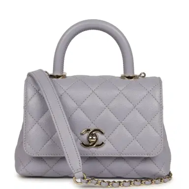 Chanel Chanel Micro Coco Top Handle Flap Light Purple Shiny Caviar Light Gold Hardware | Thumbnail 1 Chanel Chanel Micro Coco Top Handle Flap Light Purple Shiny Caviar Light Gold Hardware | Thumbnail 1