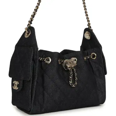 Chanel Chanel Mini 25 Hobo Bag Dark Blue Denim Light Gold Hardware | Thumbnail 2 Chanel Chanel Mini 25 Hobo Bag Dark Blue Denim Light Gold Hardware | Thumbnail 2