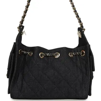 Chanel Chanel Mini 25 Hobo Bag Dark Blue Denim Light Gold Hardware | Thumbnail 4 Chanel Chanel Mini 25 Hobo Bag Dark Blue Denim Light Gold Hardware | Thumbnail 4