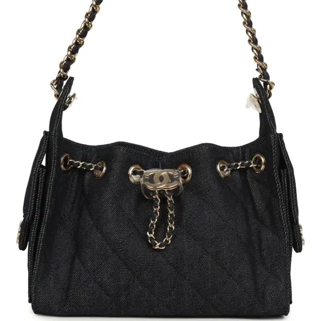 Chanel Chanel Mini 25 Hobo Bag Dark Blue Denim Light Gold Hardware