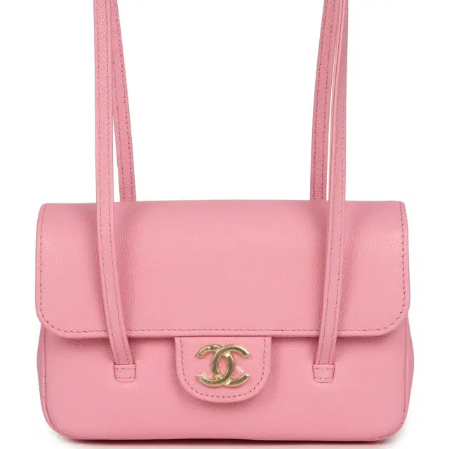 Chanel Chanel Mini Preppy Coco Clutch with Straps Pink Shiny Caviar Brushed Gold Hardware